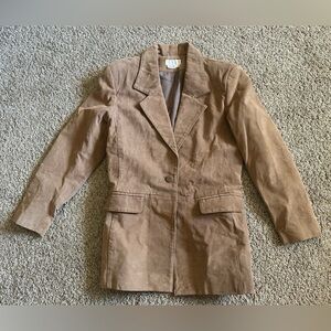 Lew Magram Collection New York Tan Suede Business Suit Jacket Sz 8 Women's Lined